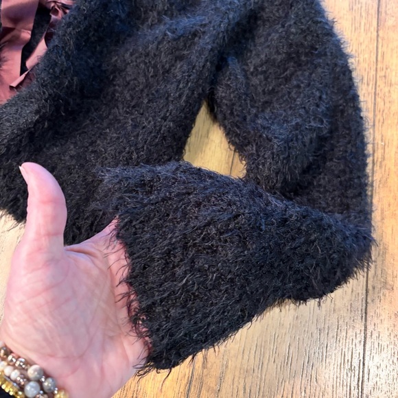NWT Natural Life Fuzzy Black Cardigan Sweater,L/XL,Comfy Soft Cropped Feminine - Picture 5 of 14